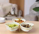 White Ceramic Serving Dipping Heart Shape Snacks Fruits and Nuts Bowl 3 Pcs with Stand 11 cm