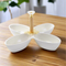 Bone China Ceramic Divided Plate 4 Slot Fruit Platter with Bamboo Stand 20 cm