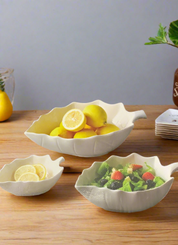 Bone China Ceramic Fruit and Salad leaf Snack Bowl Set of 3 Pcs 16.5/25/32 cm