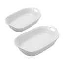 White Ceramic Rectangular Baking Dish Set of 2 30.5/34 cm