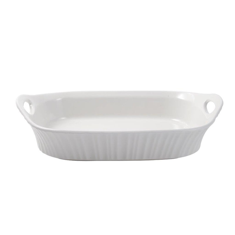 White Ceramic Rectangular Baking Dish Set of 2 30.5/34 cm