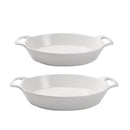 White Ceramic Rectangular Baking Dish Set of 2 30.5/37 cm