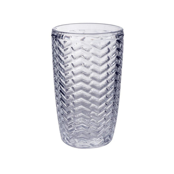 Engraved Pattern Clear Chevron Goblets Glass Drinking Tumblers Set of 6 Pcs 370 ml