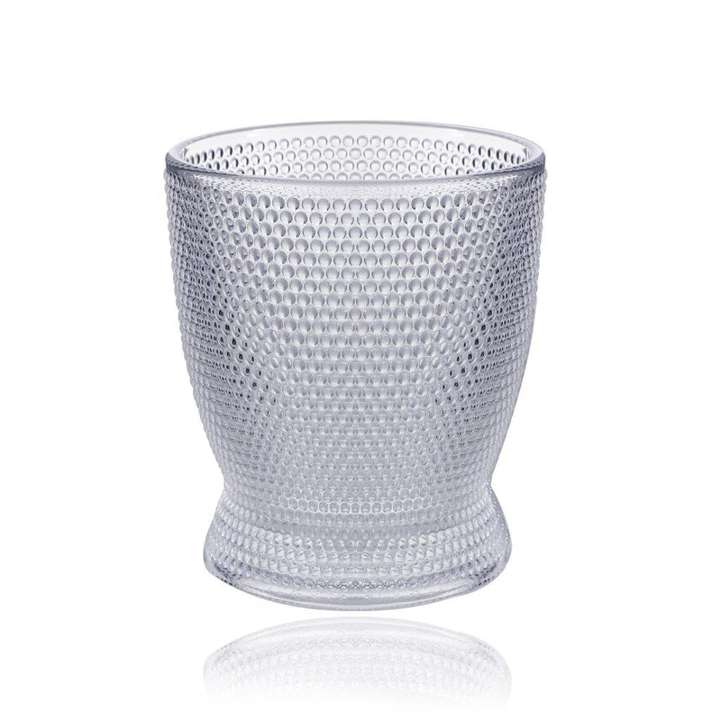 Engraved Ribbed Pattern Footed Goblets Glass Drinking Tumblers Set of 6 Pcs 250 ml