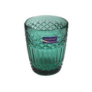 Engraved Pattern Forest Green Goblets Glass Drinking Tumblers Set of 6 Pcs 300 ml