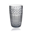 Engraved Pattern Grey Jewel Goblets Glass Drinking Tumblers Set of 6 Pcs 360 ml