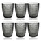 Engraved Pattern Grey Jewel Goblets Glass Drinking  Tumblers Set of 6 Pcs 360 ml