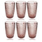 Engraved Pattern Pink Rose Jewel Goblets Glass Drinking  Tumblers Set of 6 Pcs 350 ml