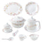 Royal Floral Pattern White Opal Glass Dinnerware Set of 72 pcs with Dinner Plates, Bowls, and Serveware - Classic Homeware & Gifts