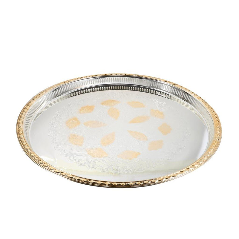 Kitchen Decor Morocan Design Round Stainless Steel Round Serving Tray 71 cm