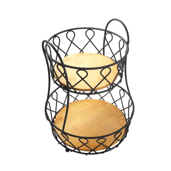 Contemporary Style Iron Fruit Vegetable Basket 2 Tier 35*30 cm