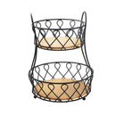 Contemporary Style Iron Fruit Vegetable Basket 2 Tier 35*30 cm