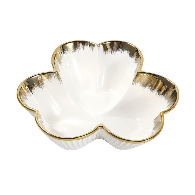 White Ceramic Gold Rim Bowl Fine Porcelain Dinnerware Tableware Serving Dish 26*8.5 cm