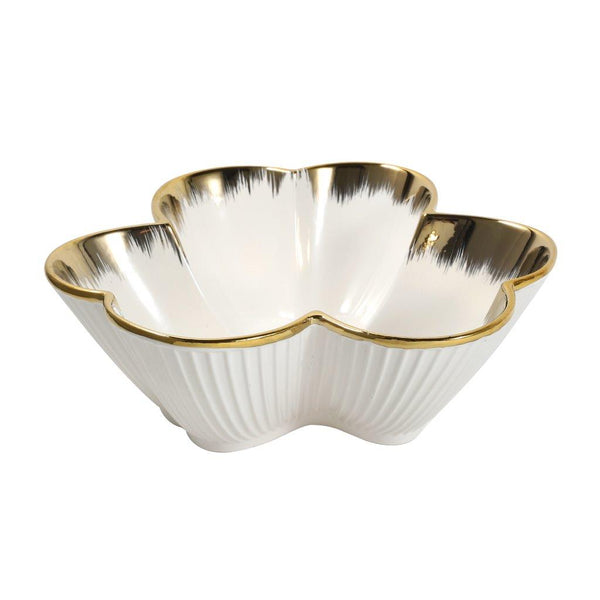 White Ceramic Gold Rim Bowl Fine Porcelain Dinnerware Tableware Serving Dish 31*9 cm