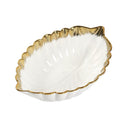 White Ceramic Gold Rim Serving Bowl Salad Bowl