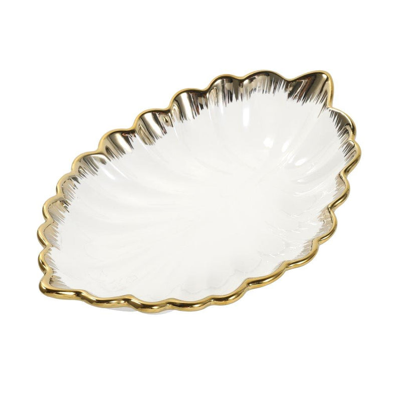 White Ceramic Gold Rim Oval Bowl Platter Fine Porcelain Dinnerware Tableware Serving Dish 46.5*30.5*9.5 cm