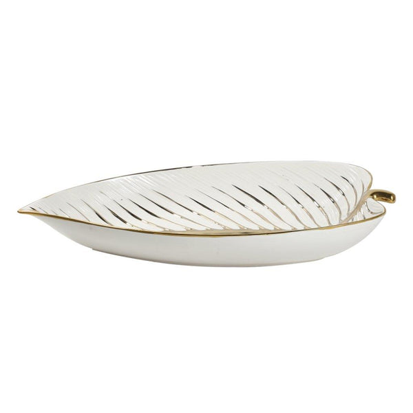 White Ceramic Gold Rim Oval Platter Fine Porcelain Dinnerware Tableware Serving Dish Plate 42.5*23*5.5 cm