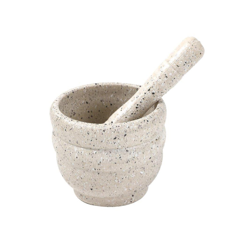  White Marble Pattern Mortar and Pestle - Premium Spice & Herbs Grinder Set | Classic Kitchen Accessories