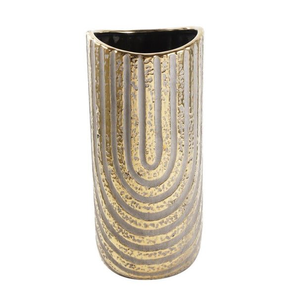 Home Decor Vintage Craft Vintage Craft Vessel Shape Ceramic Vase Flower Vase Gold Abstract 14.5*36 cm