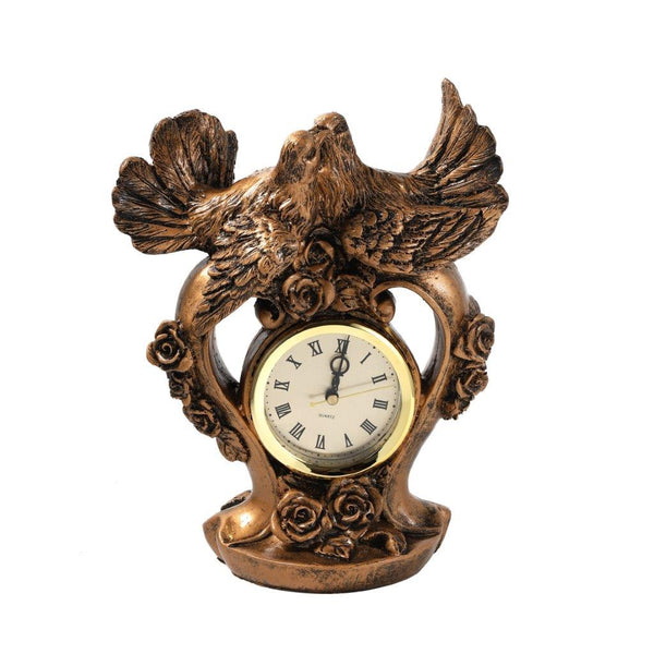 Sculpture Statue Resin Figurine Eagle Deco Clock Metallic Brown Color 22*30*13.5 cm