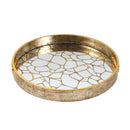 Deco Gold Round Mirror Base Mosaic Print Serving Tray Set of 2 Pcs 36/40 cm