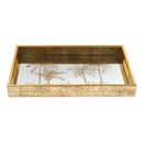 Deco Gold Square Mirror Base Palm Tree Print Serving Tray Set of 2 Pcs 40*25/45*30 cm h 4.5 cm