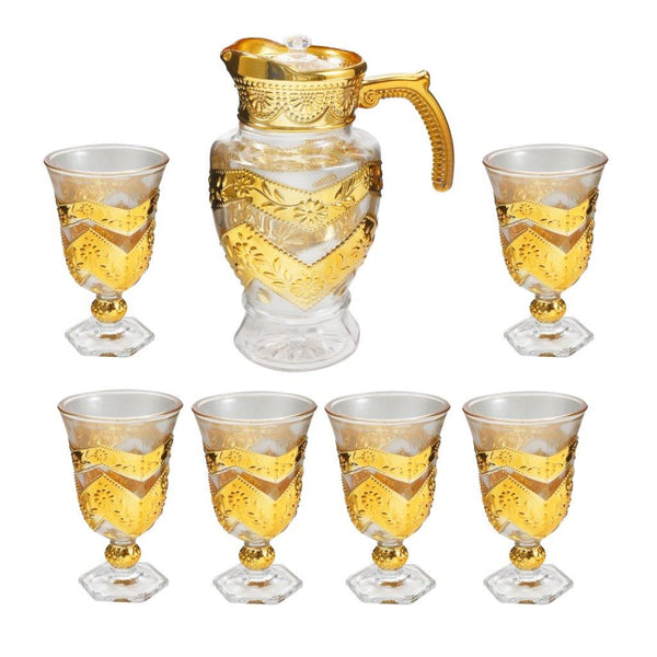 gold rim 7pcs water glass set