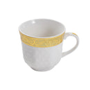 Ceramic Coffee Cup and Saucer Set of 6 pcs White Gold Rim Design 90 ml