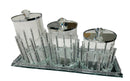 Multicolour Crystal Glass Candy Jar Canisters Set of 3 with Tray