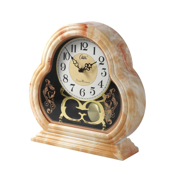 Retro Mantle Marble Pattern Table Clock Desk Clock for Office Home 25*26 cm