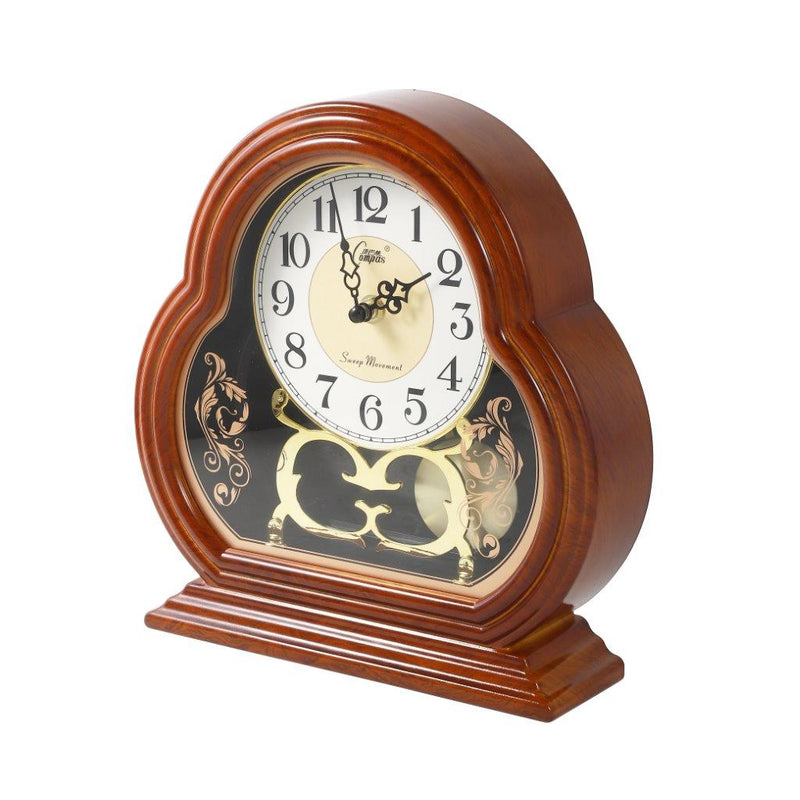Retro Mantle Timber Pattern Table Clock Desk Clock for Office Home 25*26 cm