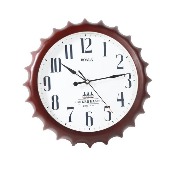Antique Analog Sun Design Vintage Brown Wall Clock 36 cm