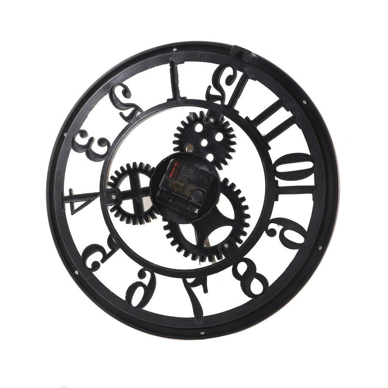 Modern 3d Skeleton Wooden Gold Mechanical Display Wall Clock 35.5 cm