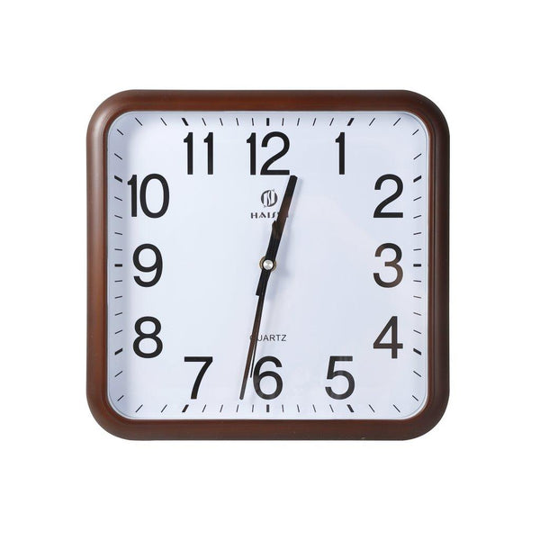 Wall Clock Brown Frame Analog Retro Executive Design Rectangle 28*29 cm