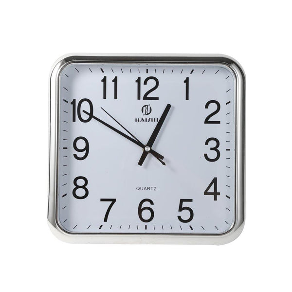 Wall Clock Silver Frame Analog Retro Executive Design Rectangle 28*29 cm