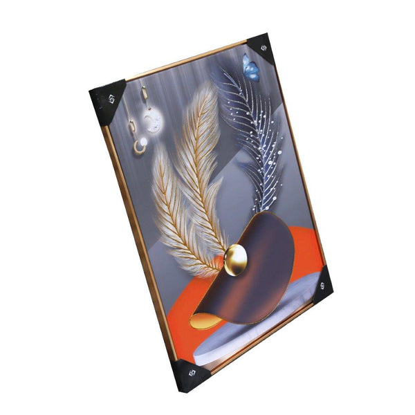Home Decor Portrait Canvas Wall Art Modern Abstract Feather Oil Painting Picture Frame 62*82 cm