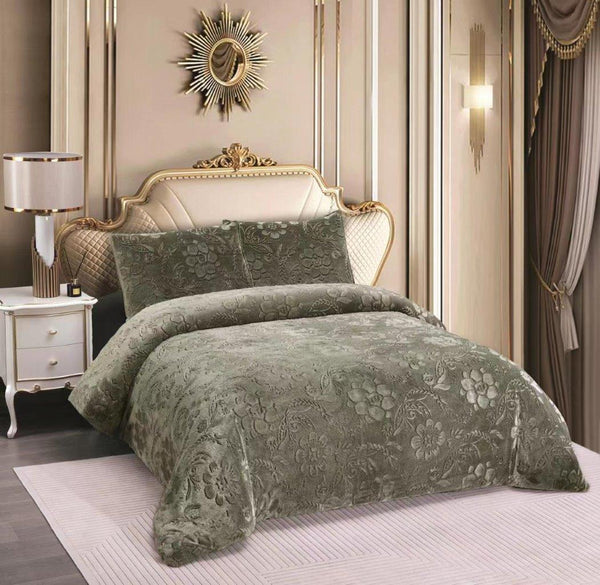 Royal Green Comforter Bedspread Bedding Set Bed Cover with Pillowcase Set of 3 pcs Bed Cover 220*240 cm Pillowcase 50*70*2 cm