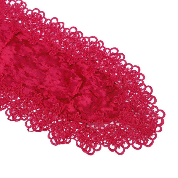 Deco Floral Lace Table Runner Kitchen and Dining Royal Red 200*40 cm