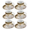 Ceramic Coffee Cup and Saucer Set of 6 Pcs Abstract Print Design 6*6 cm