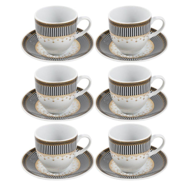 Ceramic Coffee Cup and Saucer Set of 6 Pcs Floral Print Design 6*6 cm