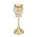 Satin Gold Elegant Metal Crystal Glass Candleholder Wedding Table Centrepiece 55*16 cm