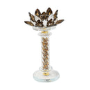 Home Decor Crystal Glass Lotus Champagne Gold Table Top Candleholder 17 cm