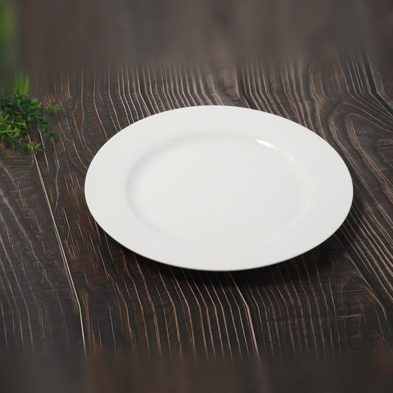 Plain Vanilla White Ceramic Dinnerware Set of 18 pcs with Dinner Plate Bowls Serveware