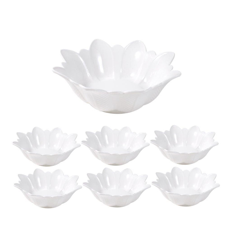 Dessert and Nuts Bowl Flower Shape Set of 7 Pcs Big Bowl 10 inch Small Bowls 5.25 Inch