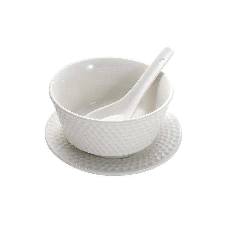 Bone China White Ceramic Tureen Soup Serving Dish and Bowl Set of 21 Pcs