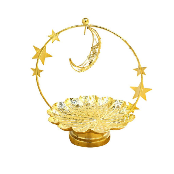 Decorative Ramadan Arabic Style Gold Metal Lantern Battery Operated Lamp 19*25 cm