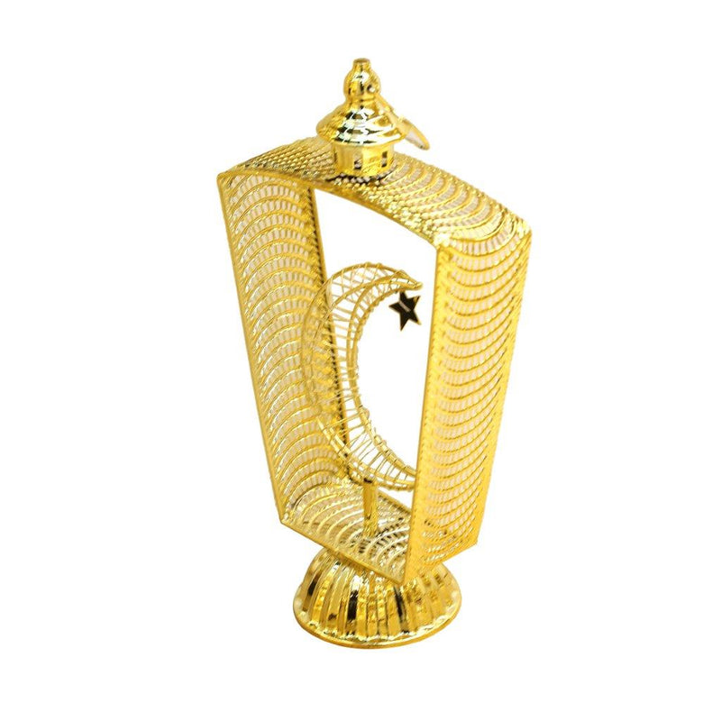 Decorative Ramadan Arabic Style Gold Metal Lantern Battery Operated Lamp 20*35 cm