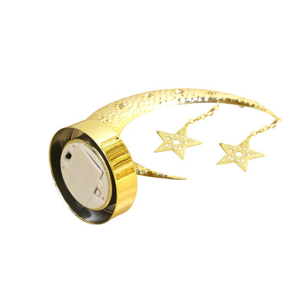 Decorative Ramadan Arabic Style Gold Metal Lantern Battery Operated Lamp 22 cm