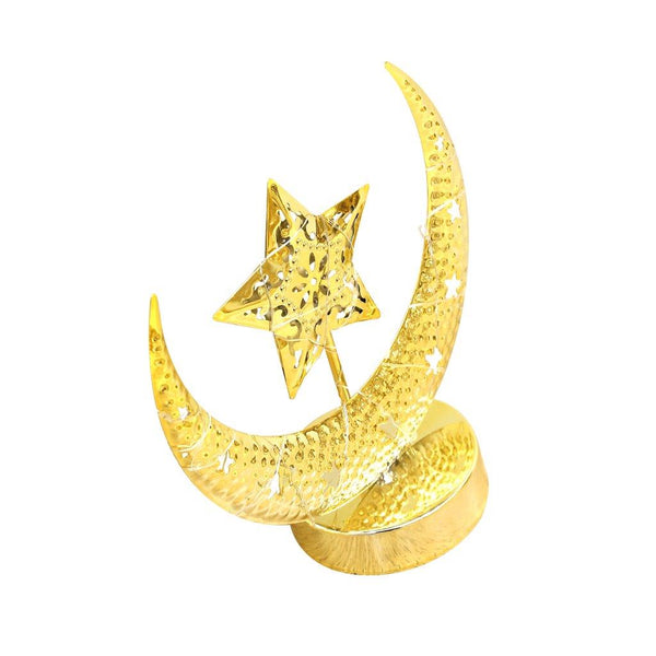 Decorative Ramadan Arabic Style Gold Metal Lantern Battery Operated Lamp 20*80 cm
