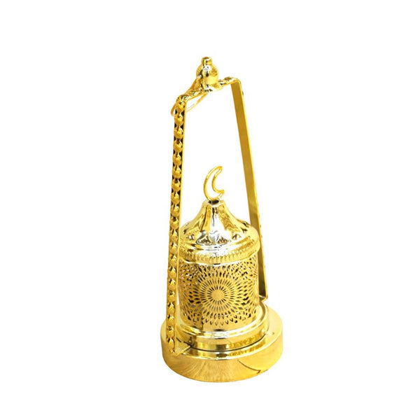 Decorative Ramadan Arabic Style Gold Metal Lantern Battery Operated Lamp 30 cm